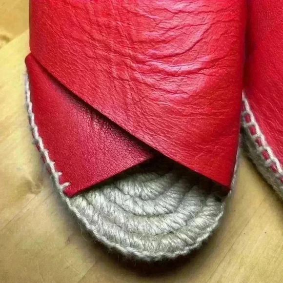 Bettye Muller Espadrille Wedge Leather- Size 41 / US 10 〰️ Red - Picture 7 of 13